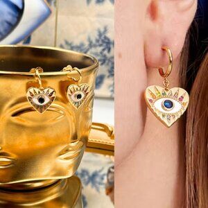 🆕 KATE SPADE 🧿 NWT Evil Eye Huggie Drop  Earrings